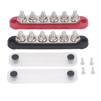 2 Stück Stromverteilungsklemmenblock M8 Kupferplatte Edelstahlklemmen Batterie Sammelschiene 150A 300VAC 48VDC