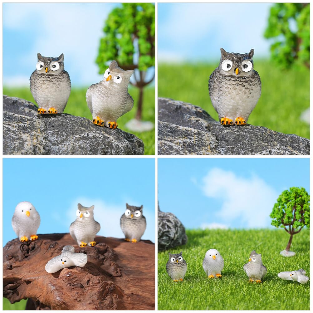 STOBOK Mini Uil 12 stuks Hars Mini Uil Sprookjestuin Mini Dierfiguren voor Moslandschap DIY Terrarium Huisdecoratie Beeldjes, Standbeelden,