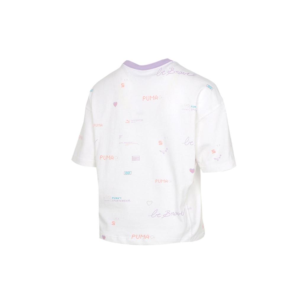 Puma T Shirts Women's White Crew Neck Moderate Straight Fit 531284-02