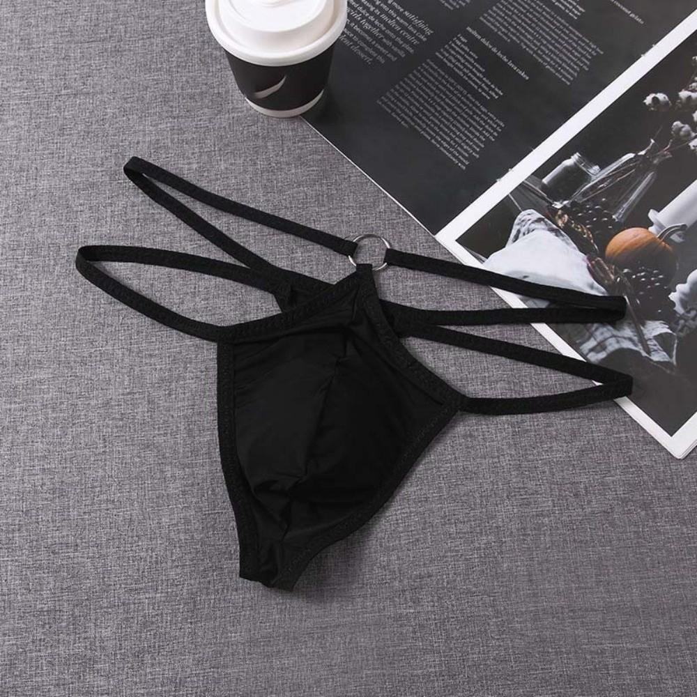 Transparent Men Underwear Hollow Out T-back Briefs Simple Triangle Panties  Exotic