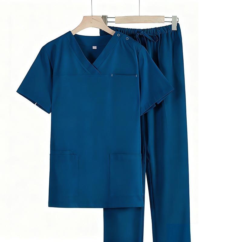 

High Quality Korean Version of The Surgical Gown Hand Washing Gown Women s Short-sleeved Stretch Long-sleeved Anti-wrinkle Quick-drying Nurse Suit XS peacock синього кольору