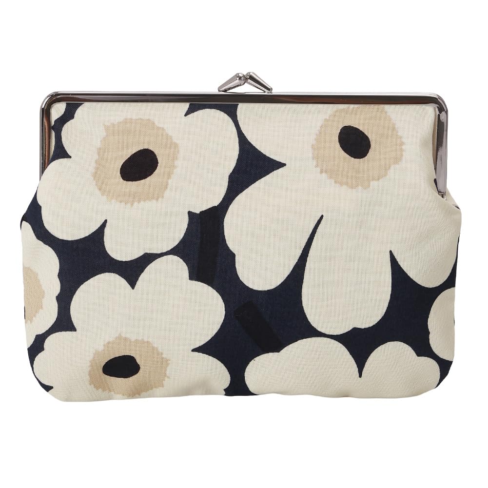 Marimekko Women's Mini Unikko Cosmetic Pouch, Puorica Succaro, Cosmetic Pouch, Small Item Holder, 74530 518, Midnight Blue [Used]