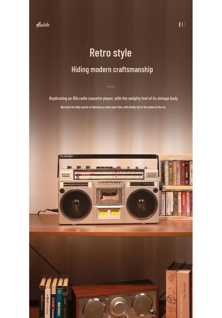 Vintage Portable Cassette Player with USB, Bluetooth, and Radio Recorder