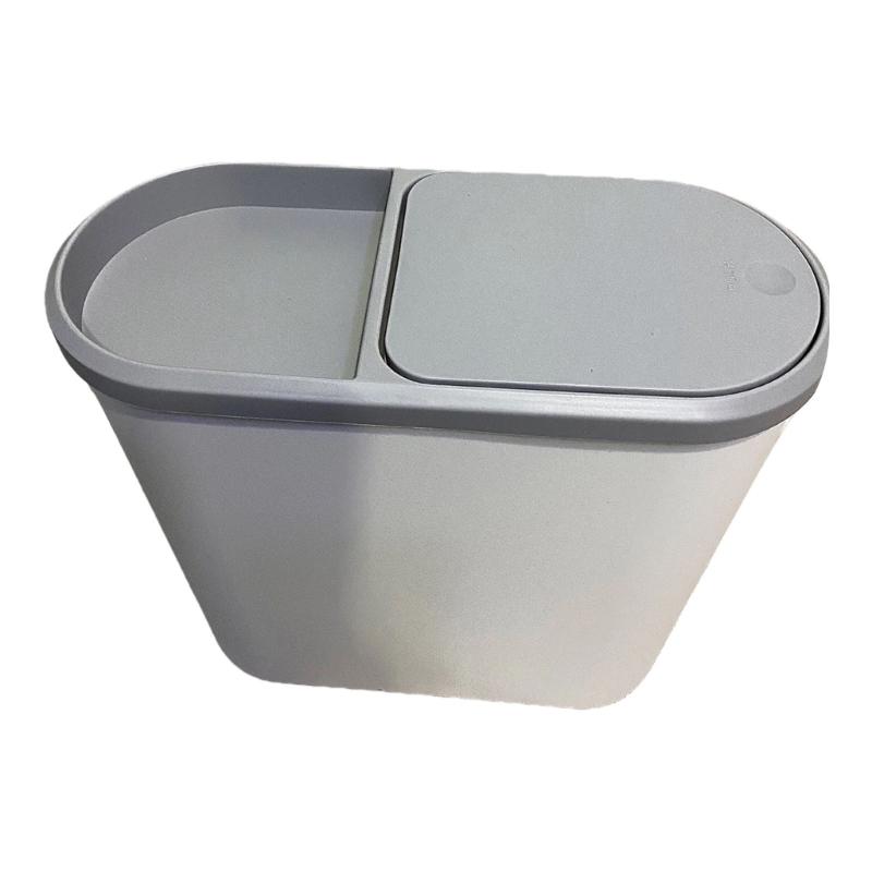 

Waste Bin Featuring Press Open Lid and Slim Size for Small Space with Storage Compartment 1