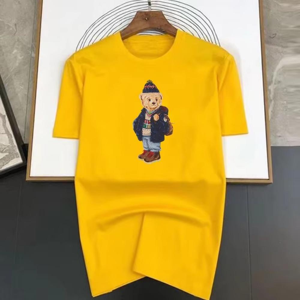Summer Luxury Brand 100%Cotton Short Sleeve T-Shirt For Man Humanoid Bear Print Basic Tee Shirts Oversized S-7XL Tops Mans