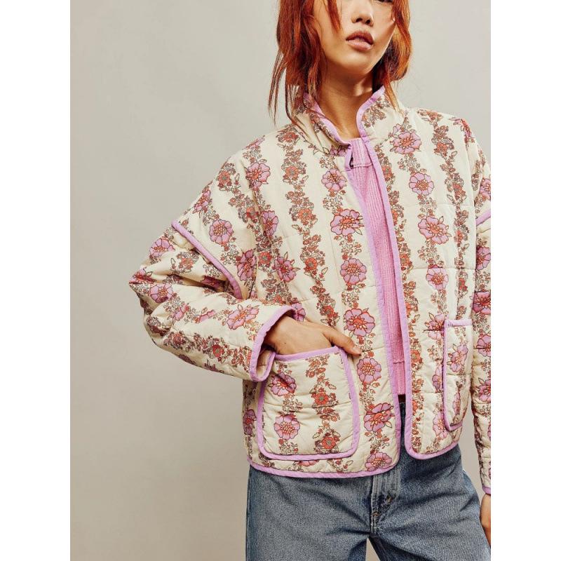 Giacca Cappotto da Donna Stampata in Cotone Autunno/Inverno 2025, Monocolore, Taglia Unica