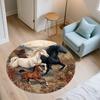 Horse Pattern Round rug,Carpet Rug for Living Room Bedroom Playroom ,Non-slip Floor Mat,Holiday Gifts and Birthday Gifts.