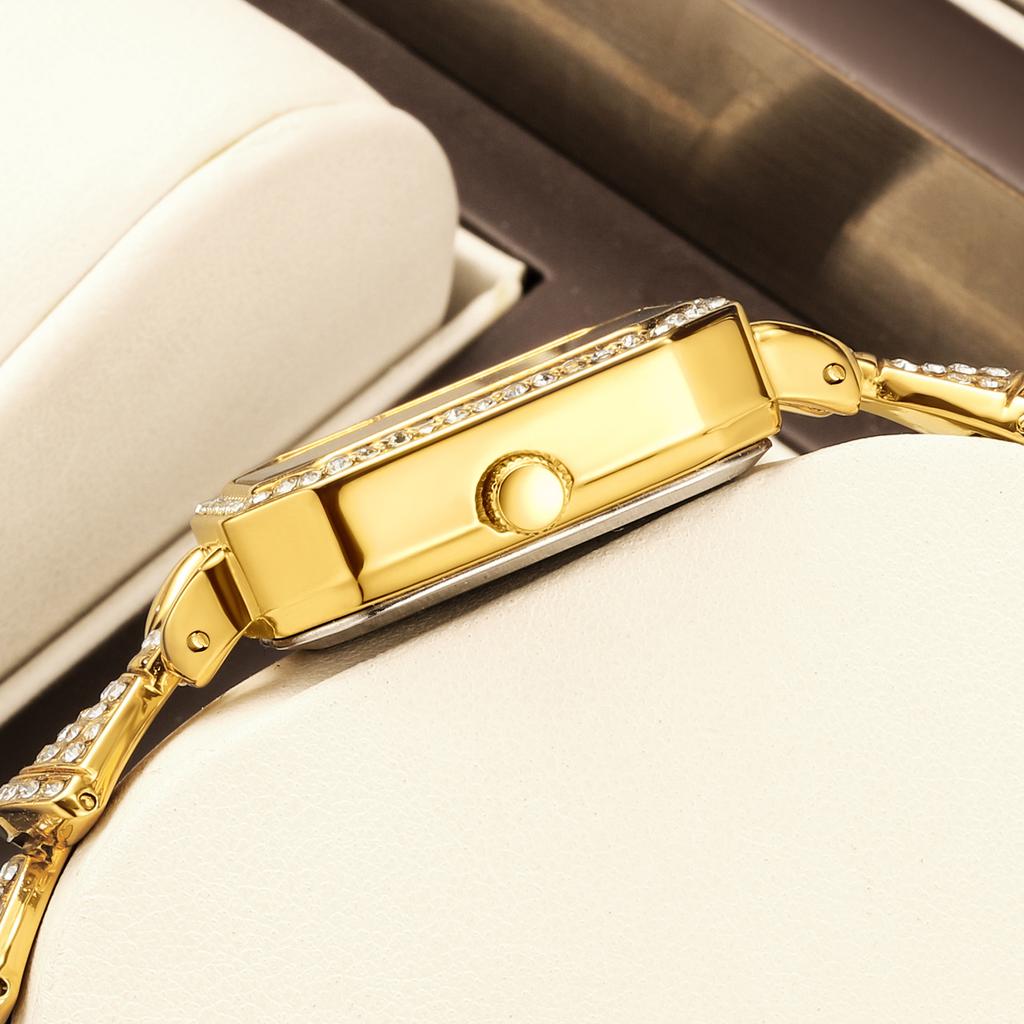 Diamond-Encrusted Square Plate Women'S Watch Light Luxury Bead Gold Women'S Watch Waterproof Temperament Women'S Premium Watch