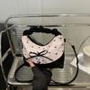 New Lace Plaid Patchwork Handbag French Bow Underarm Bag Small Versatile Cute Sweet Canvas Shoulder Bag Fashion Crossbody Bag