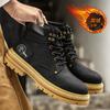 Martin boots men's winter velvet high-top British wind mid-top rhubarb boots men's cotton shoes genuine leather retro boots
