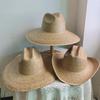 Cappello di Paglia Naturale con Foglie di Palma Moda Intrecciato a Mano Ampia Tesa 13CM Cappello per Donne Uomini Esterno Spiaggia Viaggio Vacanza Protezione Solare