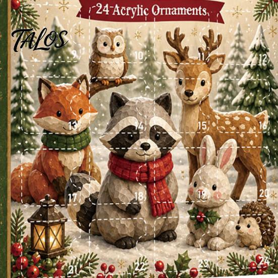 Christmas Advent Calendar 2024 Woodland Animal Calendar, 24-Day Countdown Set with Forest Festive Party Favors for Children Critter Ornaments,