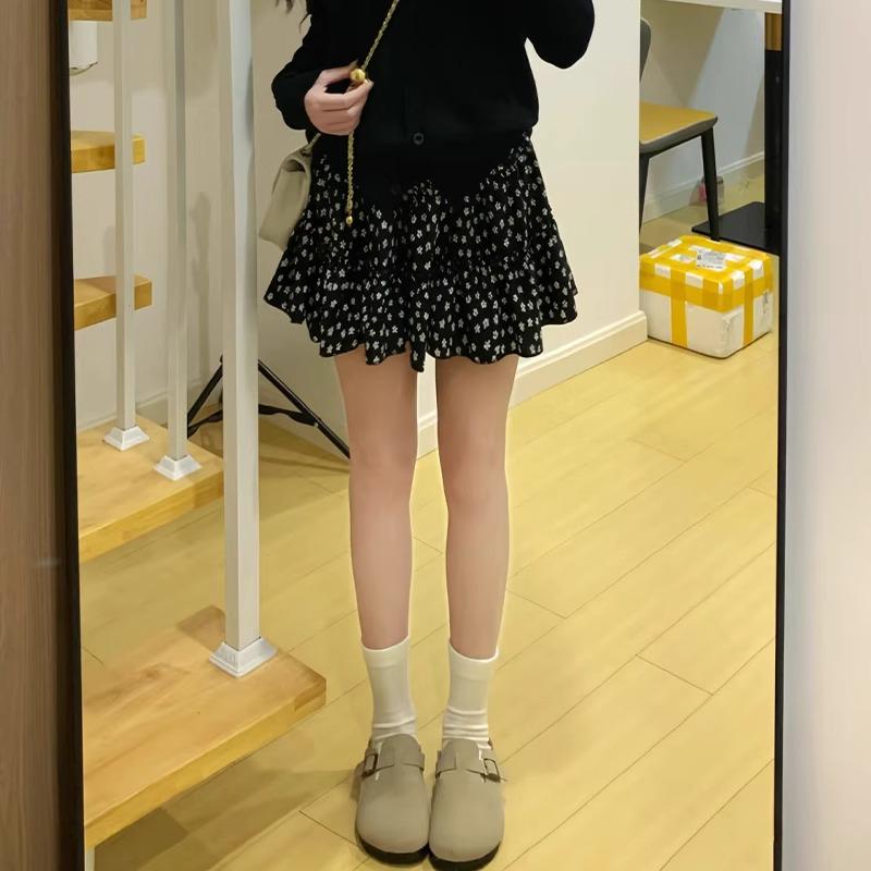 

Летняя женская черная юбка-шорты А-силуэта с цветочным принтом – Юбка-торт в балетном стиле с высокой талией, 145 S (Recommended 80-95 jin) чёрный