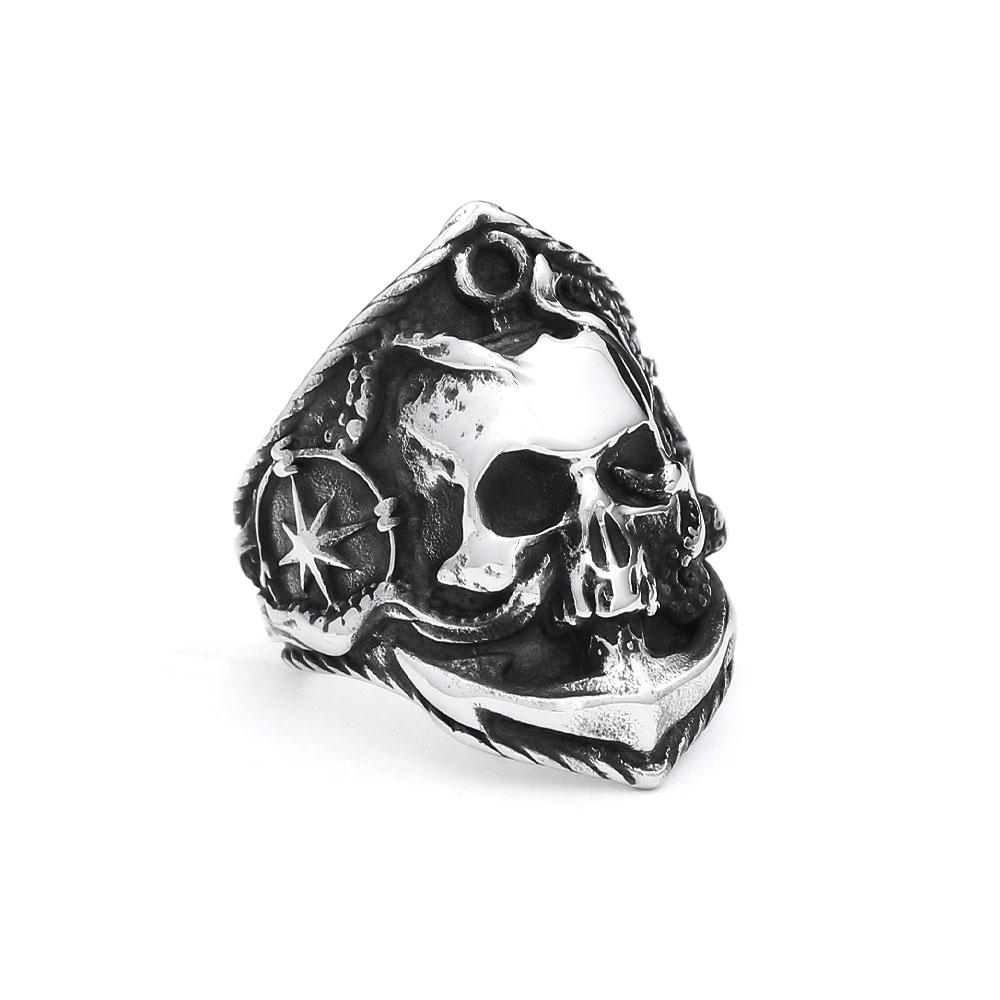 Vintage Gothic 316L Stainless Steel Skull Rings For Men Women Punk Hip Hop Motorcycle Band Jewelry Halloween Gifts