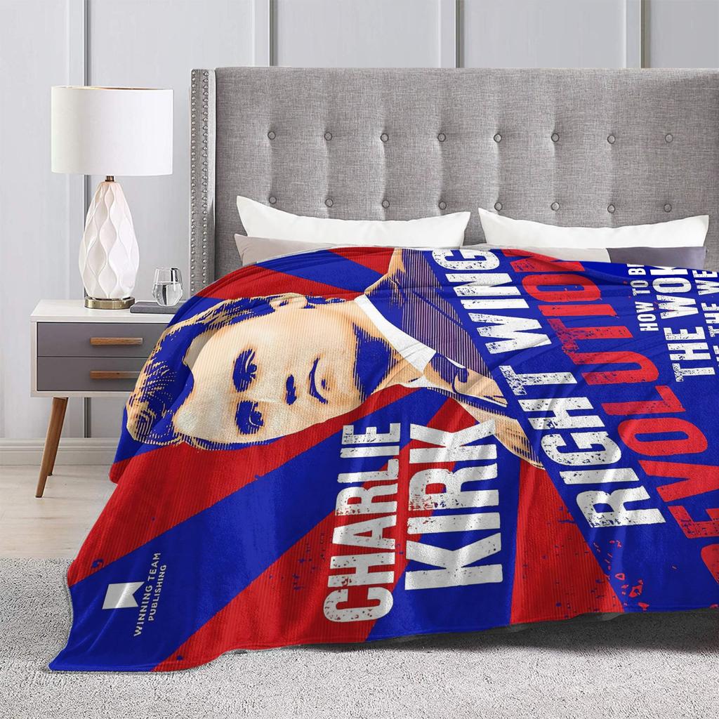 Warme weiche Decken Camping Charlie Kirk Freiheit RIP Überwurfdecke Flanell-Bettüberwurf für draußen Grafische Sofa-Bettdecke