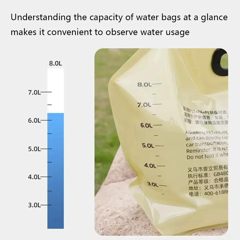 8L Outdoor Collapsible Water Storage Bag With Faucet Valve Camping Food Grade Large Capacity Portable Foldable Plastic Water Bag