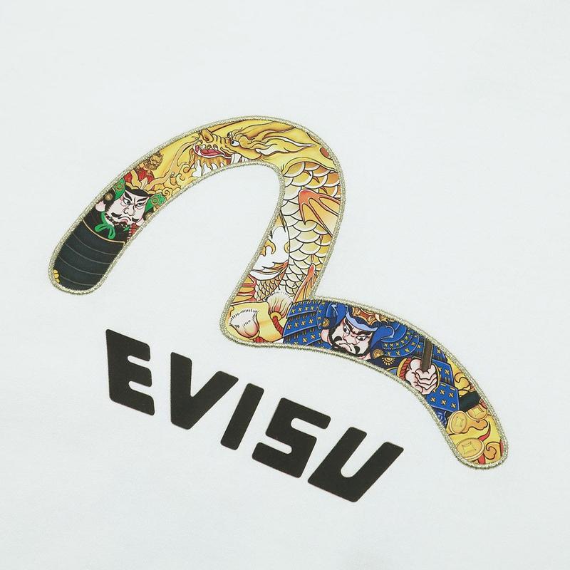 Evisu SS23 Jacquard Pattern Little Seagull Patch Multi-Pocket T-Shirt Men T-Shirt White 2ESHTM3TS591RXCT