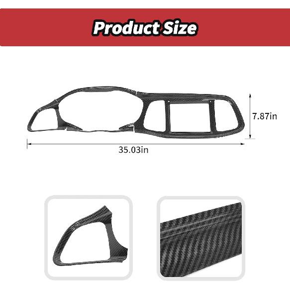 JeCar 4pcs Carbon Fiber Interior Accessories Trim for 2015-2024 Dodge Challenger - Dashboard Cover Decoration Upgrade