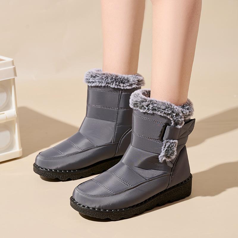 Cotton Shoes Women Big Size Ladies Snow Boots Padded Thickened High Top Casual Women's Boots Outdoor Hiking Cold Winter Shoes Fleece Anti-Slip Boots