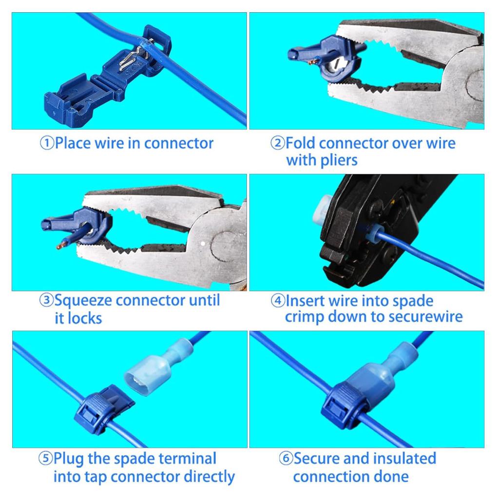 144Pcs T Tap Wire Connectors Quick Splice Wire Terminals Self-Stripping Quick Splice Electrical Wire Terminals Enduring
