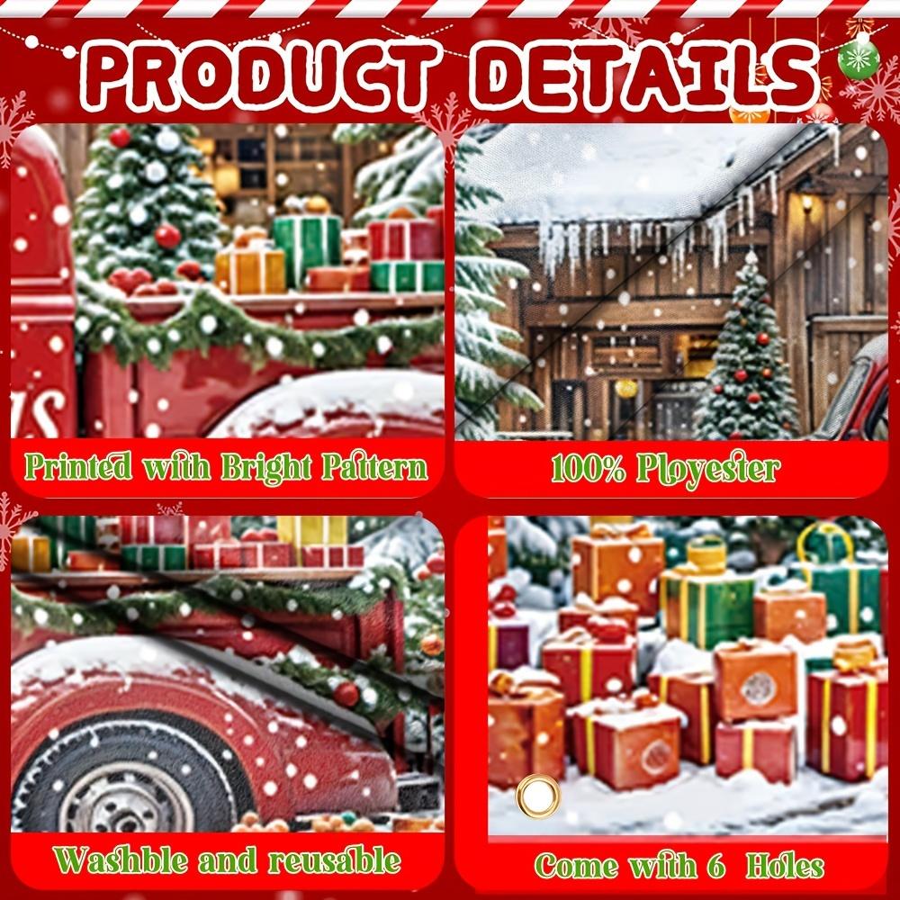 1pc Holiday Polyester Christmas Garage Door Cover Banner - Red Truck and Cabin Design  Multi-purpose Outdoor Flag