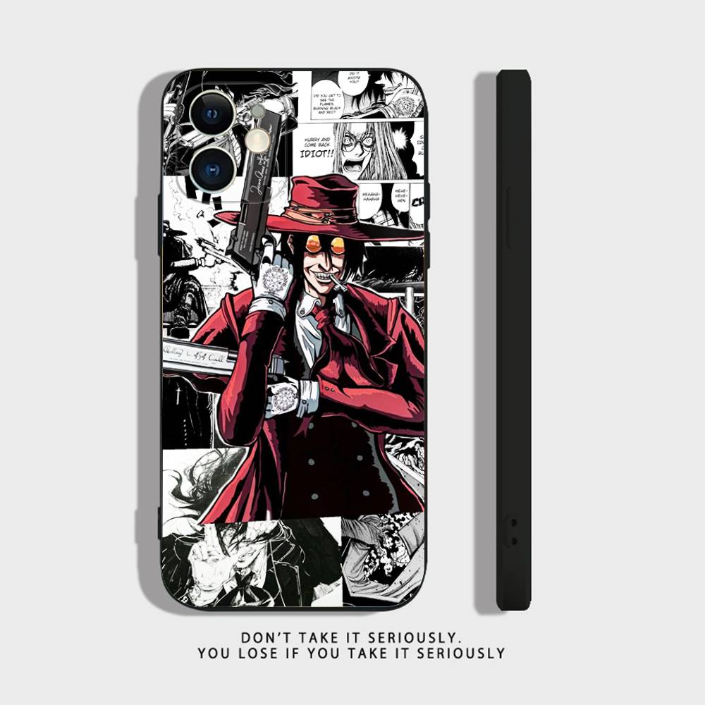 Anime Alucard Hellsing Phone Case For iPhone 16,15,14,13,12,11,Pro,X,XS,Max,XR,Plus,Mini Soft Silicone Black Shockproof