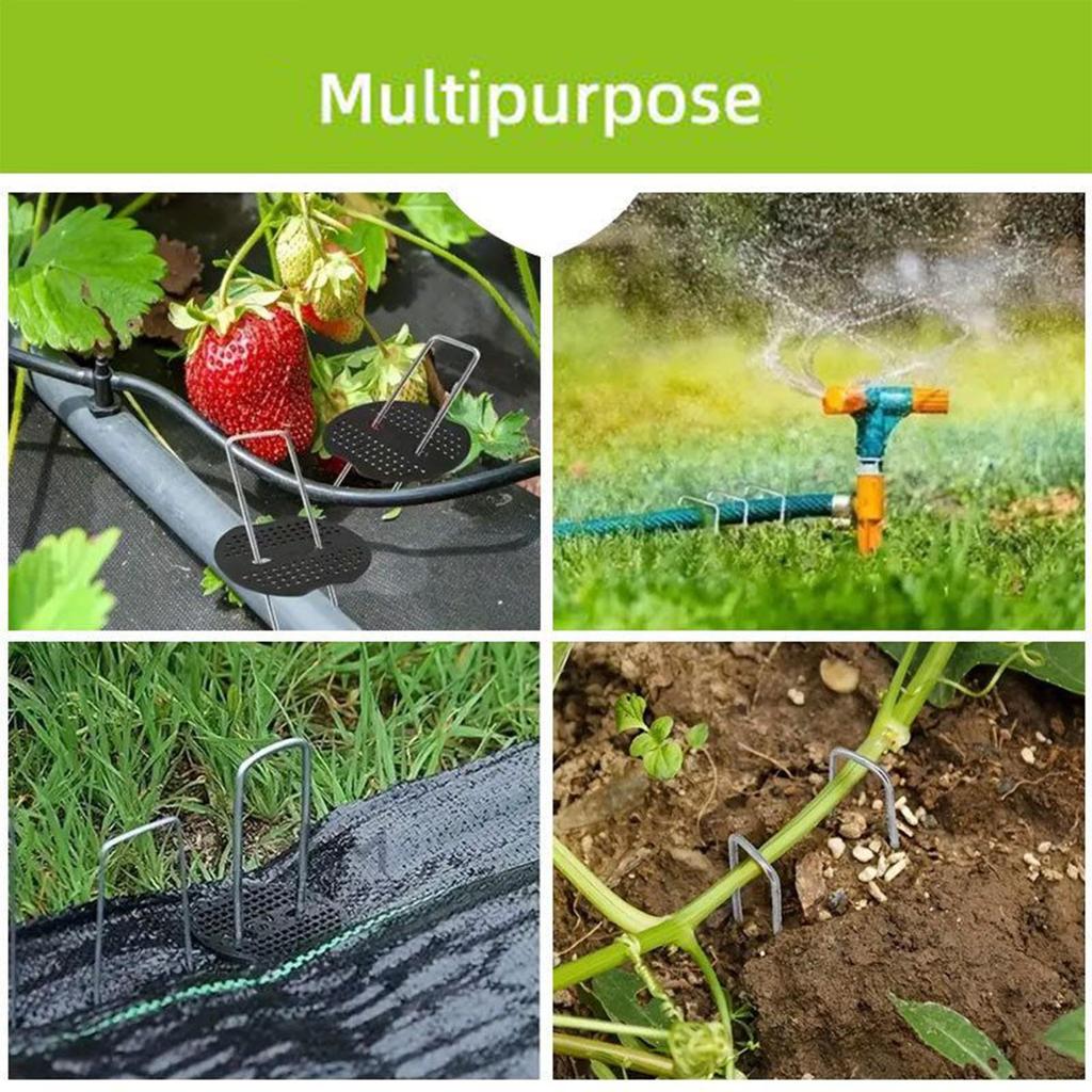 Garden Stakes 6 Inches U Shape Spikes With Gasket Landscape Fabric Pins With Pick Hook For Outdoor Yard Lawn Patio Greenhouse