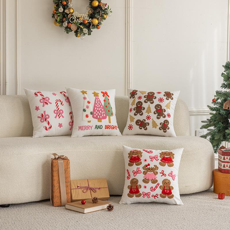 New Christmas Pillowcase Towel Embroidered Core-free Pillow Living Room Sofa Cushion Bedside Pillow