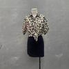 Leopard Print Retro Chiffon Shirt: Loose, Versatile, Short Sleeve Lapel Top for Women