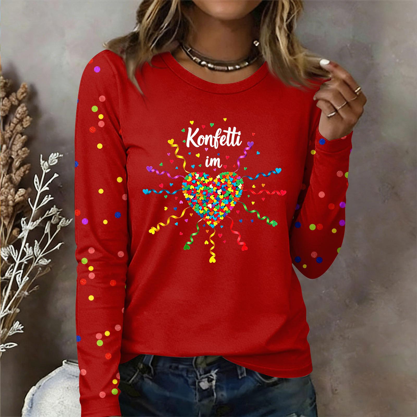 

Женская рубашка с длинным рукавом Конфетти в сердце Карнавал Ночь в бочке Рубашки с конфетти L зелёный