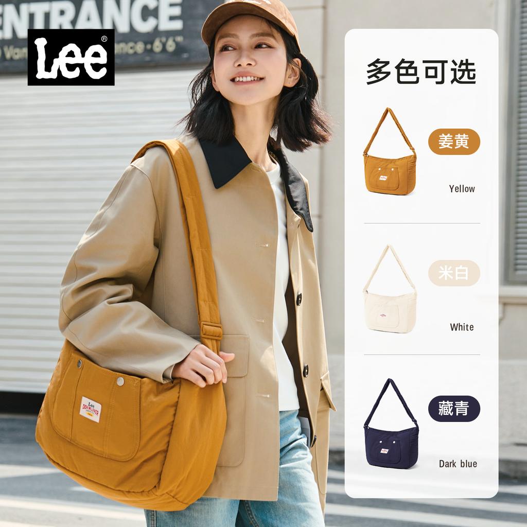 New Lee Fabric Shoulder Bag Regular Women's Ginger Yellow/Ecru/Navy Blue LE240134M