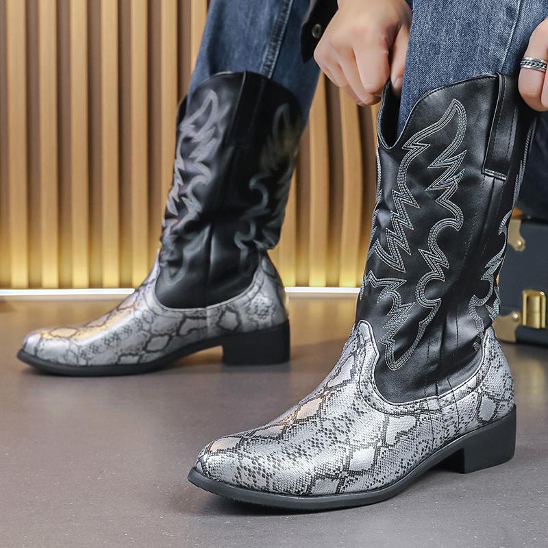 Fashion Autumn and Winter Men's Long Boots Fashion Designer Style Outdoor Street Walking Daily Party Motorcycle Black Plus Size 38-48
