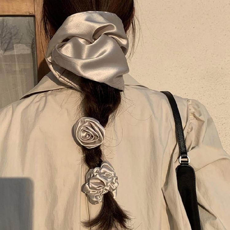 Princess Scrunchies Ribbon Hair Tie Silky Scrunchies Cute Rosettes Hair Holder