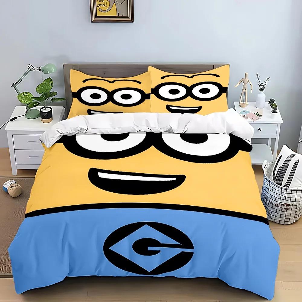 Hot Anime Catoon M-Minions Bedding Set Duvet Cover Pillowcase Bedroom Decoration Full Size Youth Kids Girl Boys Birthday Gift