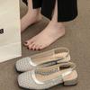 Mesh Hollow Bag Head Sandals Women's 2025 New Summer French Mary Jane with Skirt Temperament Thick Heel Single Shoes