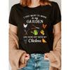 Working In My Garden, Playing with My Chickens Fashion Letter Print T-shirt, Short Sleeve Crew Neck Casual Top for Summer & Spring, Women's Clothing