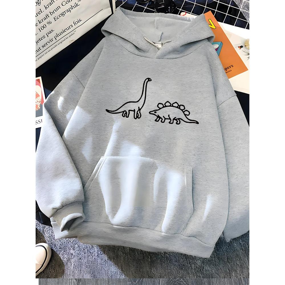 Kawaii Dinosaurier Print Hoodies Damen Weich Warm Locker Lässig Sportbekleidung Damen Sweatshirt Fleece Damen Kleidung 2023