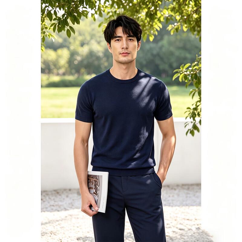 SHANSHAN Men's 100% Cotton Short Sleeve Round Neck T-Shirt