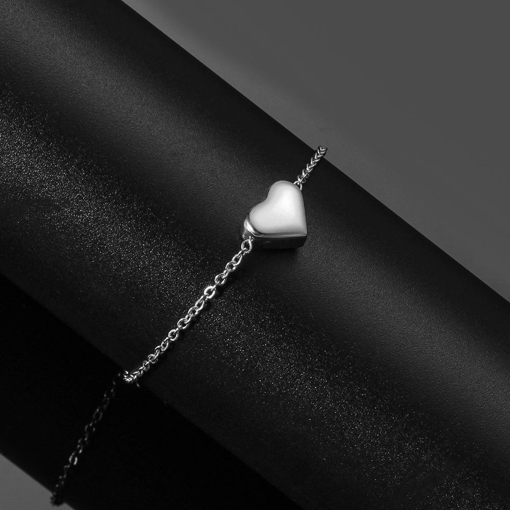 Stainless Steel Heart Pendant Bracelet, Custom Engraving Available for Women