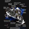 1:6 Scale R1M Spray Model Motorbike Toys Alloy Diecast Sound Light Shock Absorption Front Wheel Steering for Kids Festival Gifts
