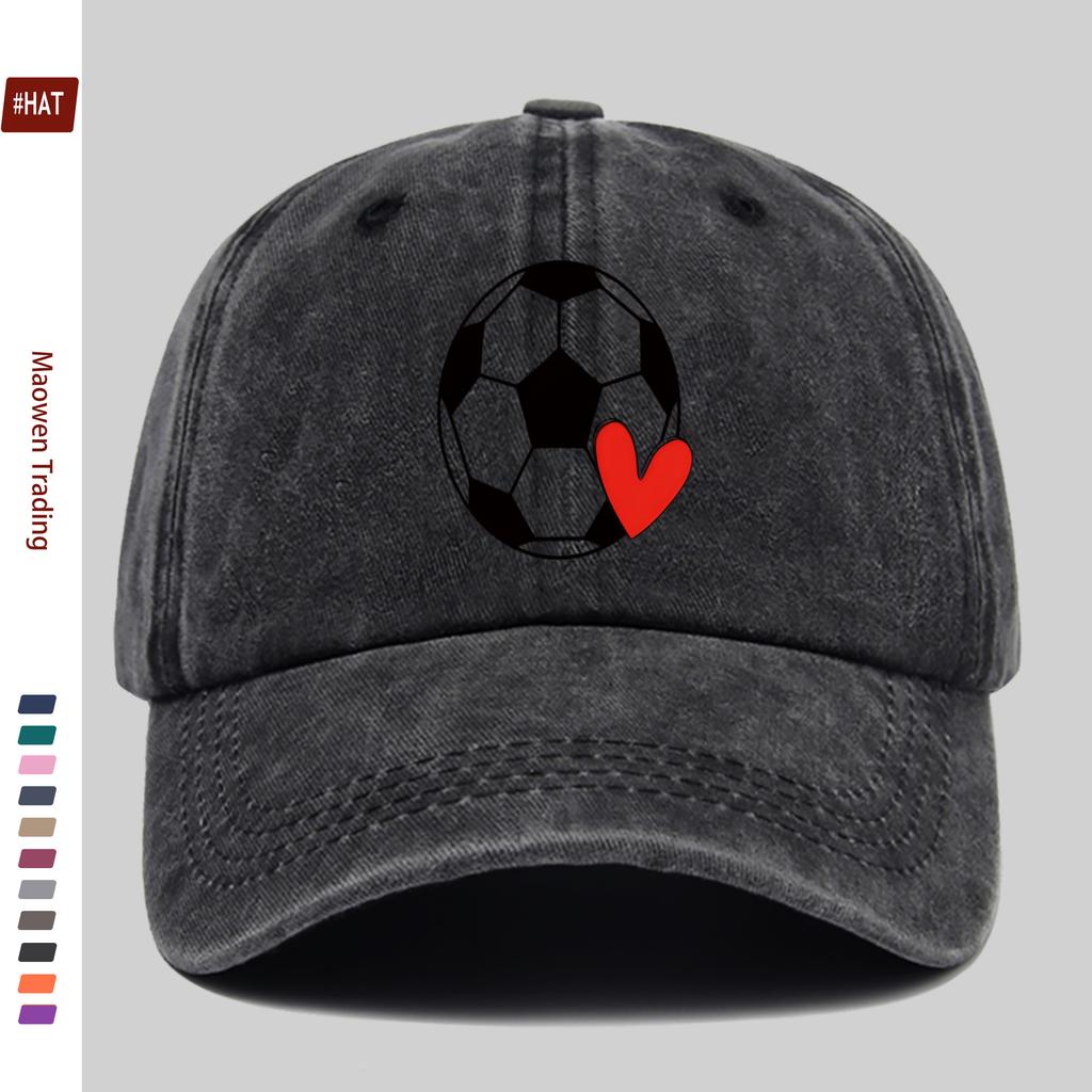 Pc Fußballmutter Aufdruck Baseballkappe Niedliches Herzmuster Dekor Hut Bequem Leicht Papa Hut Verstellbarer Riemen Trucker Sonnen H