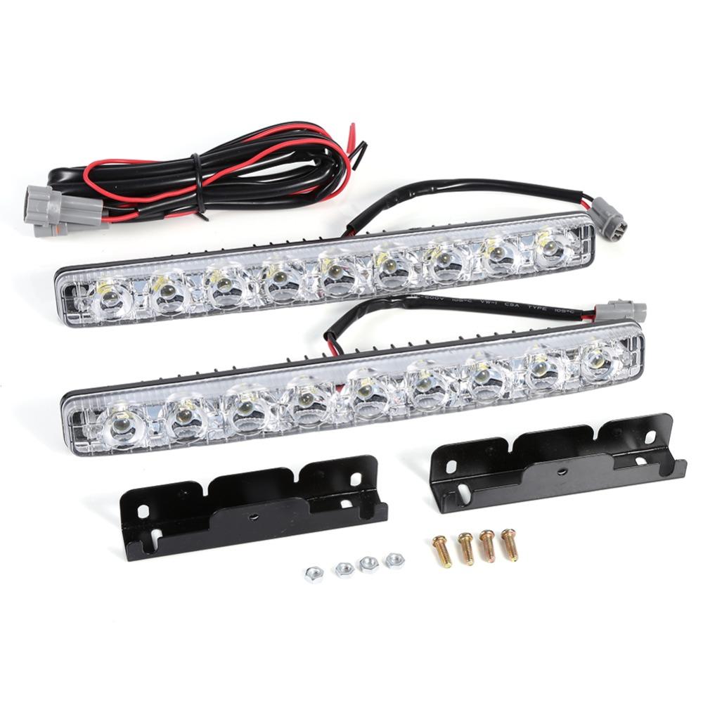2Pcs 9-LED Daytime Running Lights Long Strip Design LED Strip Lights Driving Lamps  Fog Conditions