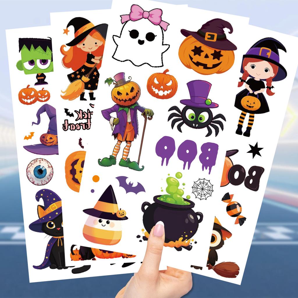 10pcs Halloween cartoon temporary tattoo stickers, suitable for children, party decorations and high-quality festive body art