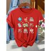 Back-to-School Season Fashionable and Elegant Pencil and Other Campus-themed Pattern Printed Round-neck Short-sleeve Shirt T Women's Shirts for