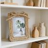 Boho 5x7 Picture Frame Natural Boho Rattan Photo Frame with Paper Rope for Wall & Tabletop Display Gift for Mom Grandma Friends