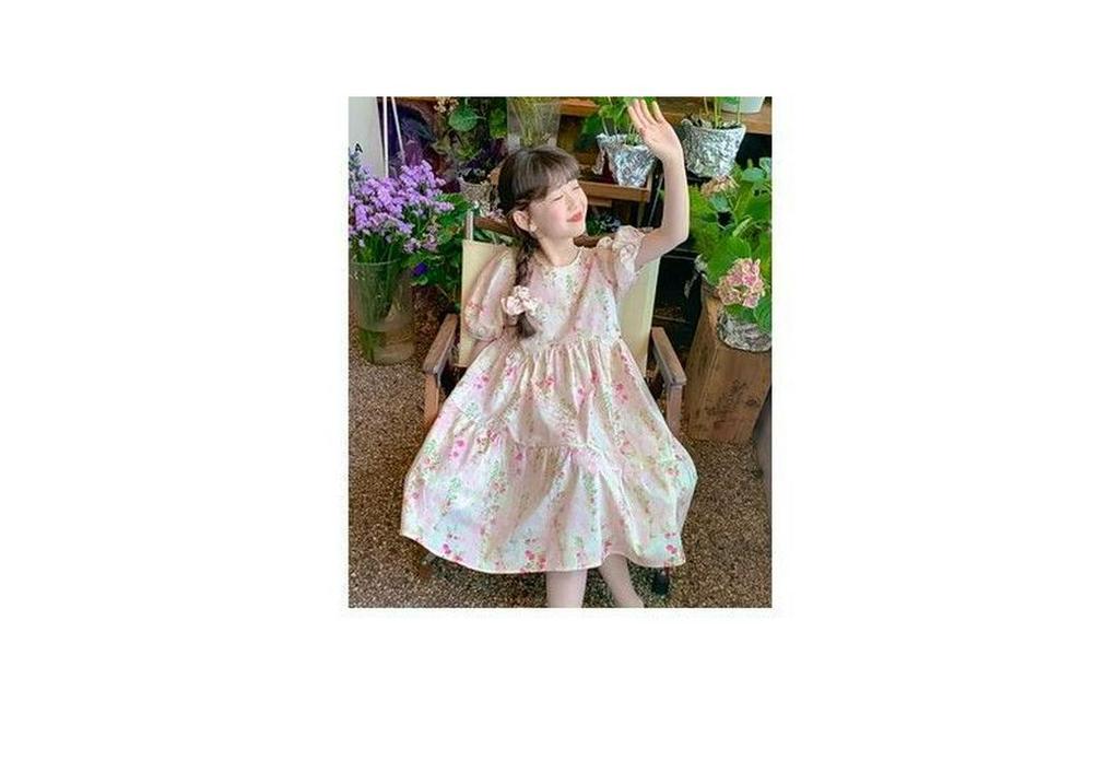 Girls' Floral Mori-Style Summer Princess Dress - Cute Long Skirt for Kids