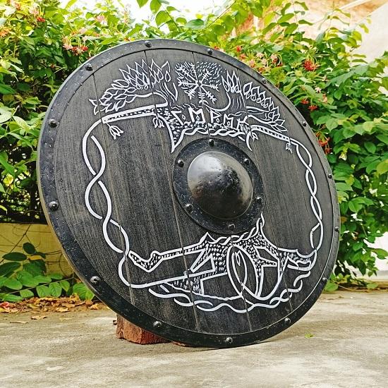 Viking Wooden Tree of Life Shield Prop Cosplay Medieval Armor LARP