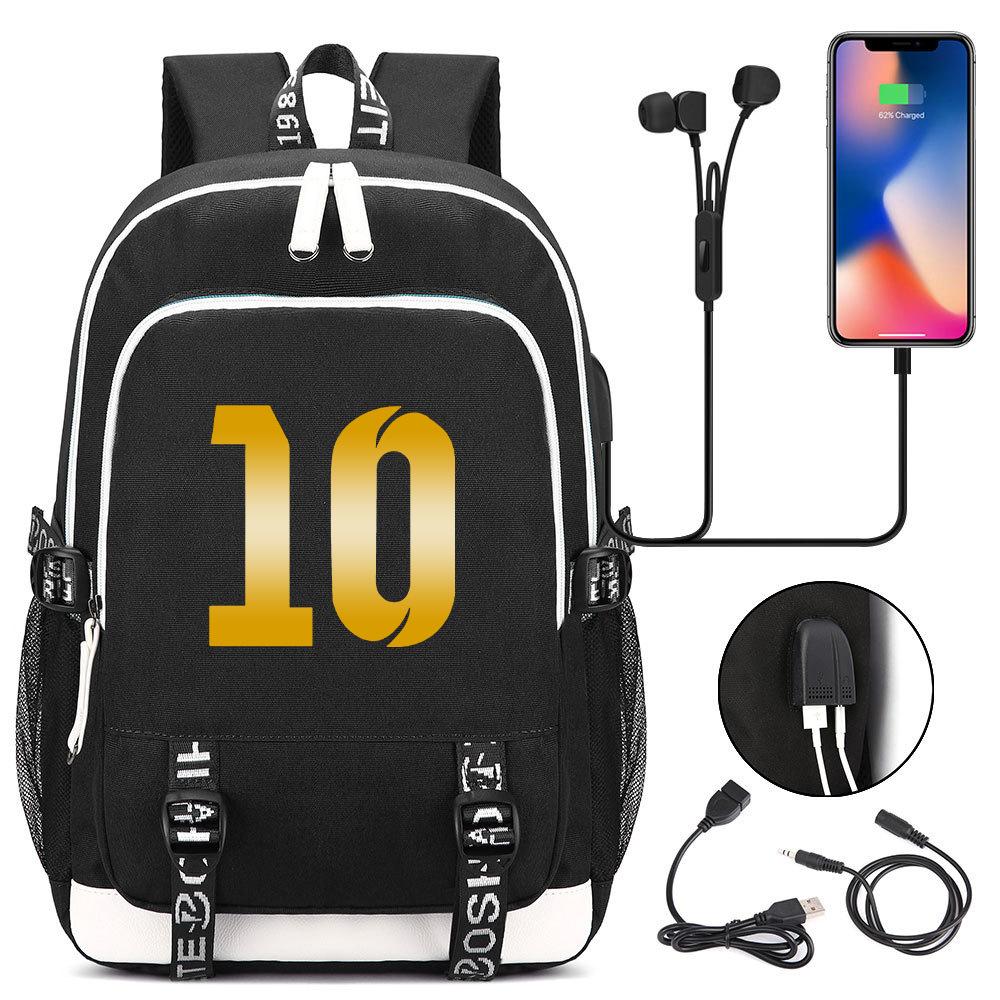 Football Printed Student Backpack Multifunctional Usb Interface Large Capacity Leisure Travel Backpack