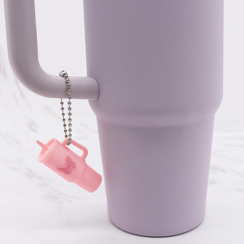 Popular Soft Rubber Stanley Cup Pendant Keychain - Creative Milk Tea Cup Keyring Available