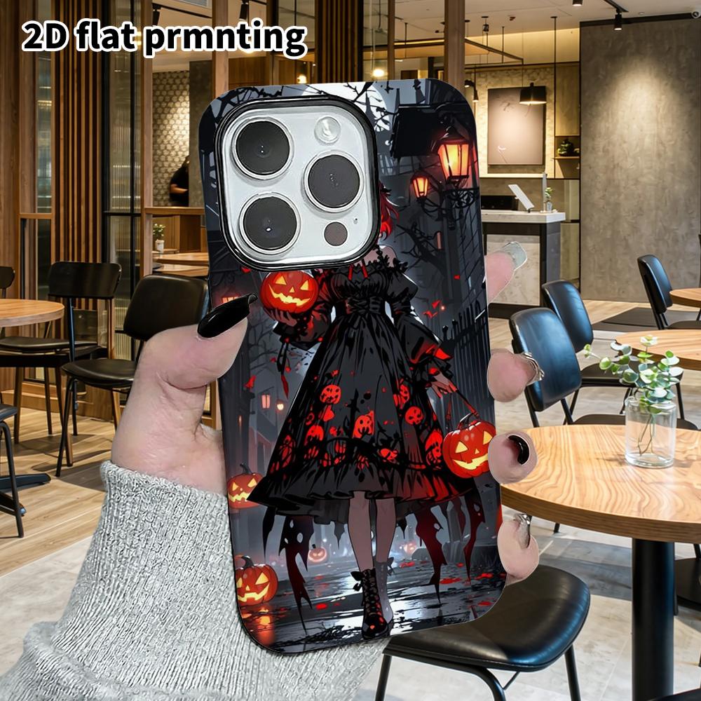 Phone Case: 2D flat design suitable for iPhone 18 17 16 15 14 13 Pro film protective case, couple style, pumpkin girl, Christmas and Halloween gifts
